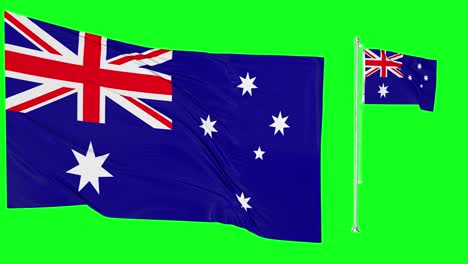 Greenscreen-Schwenkt-Australien-Flagge-Oder-Fahnenmast